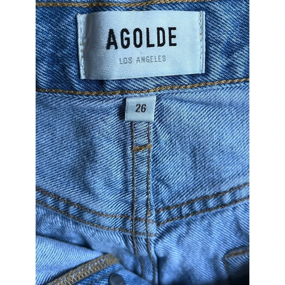 AGOLDE Womens Parker Long Distressed Light Wash Denim Jean Cut Off Shorts 26
